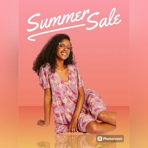 Women's Floral Print Short Sleeve Tiered Babydoll Dress Wild Fable Mauve Medium